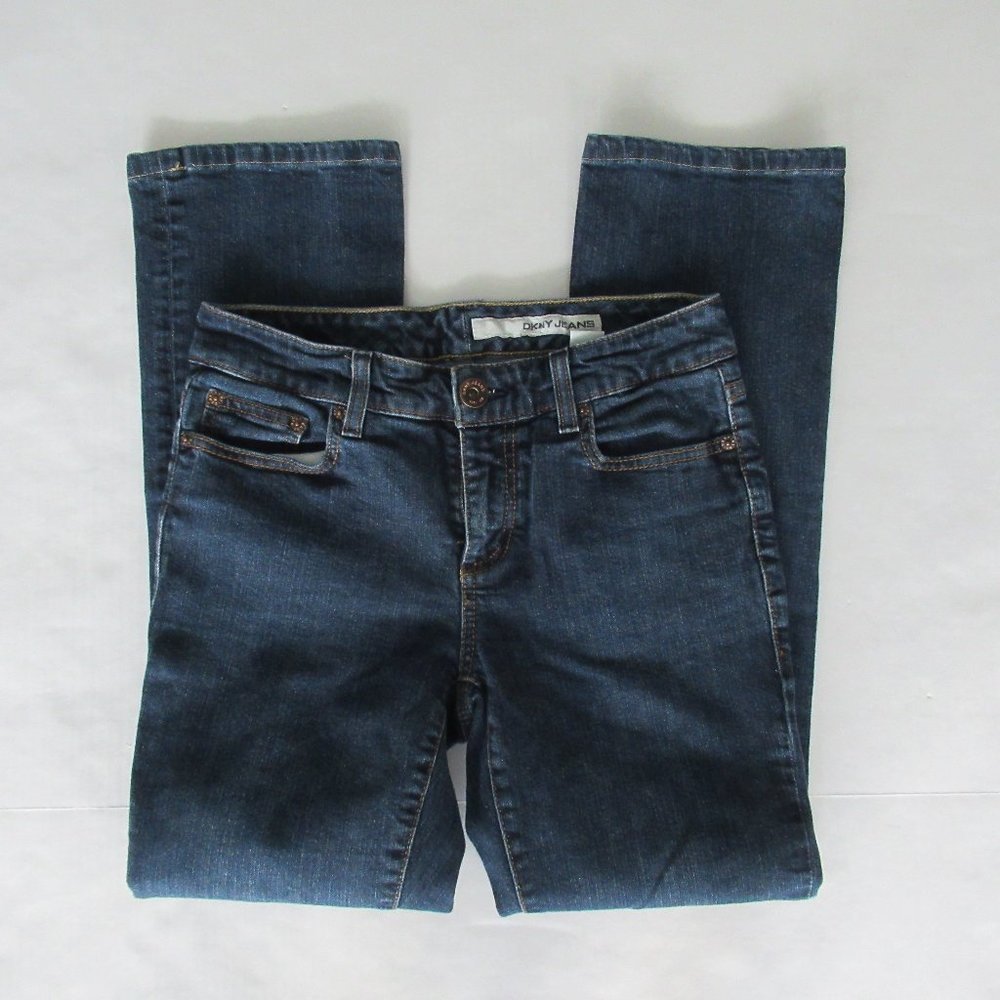 DKNY Women's Straight Leg Denim Blue Jeans Regular Fit Sz 4 - 28 x 28 inseam